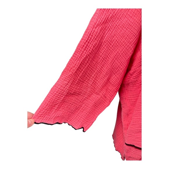 Ali Miles Womens 3X Tunic Top Pink Black Trim Gauzy Spring Summer Lagenlook - Picture 7 of 16